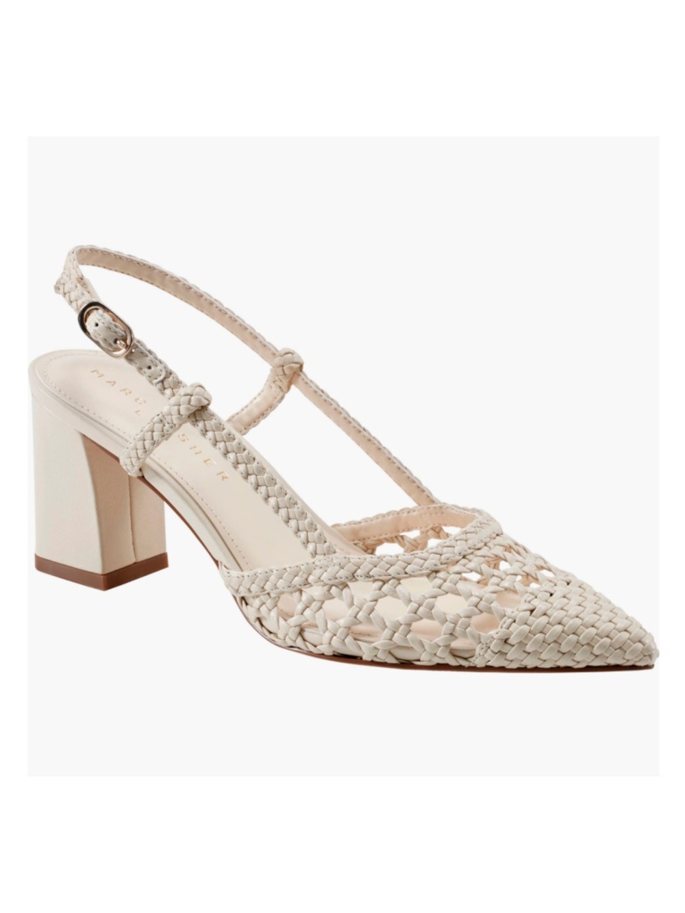 Marc Fisher Zunnie Slingback Block Heel Pump in Cream Leather Size 7